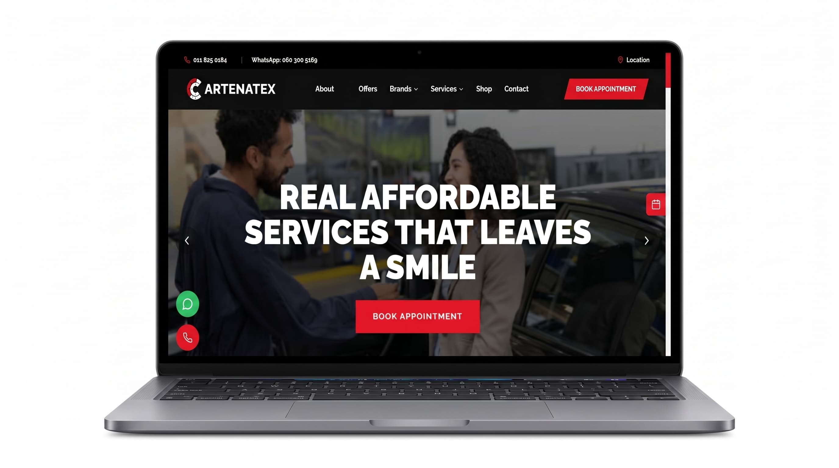 Cartenatex full website layout on a laptop screen